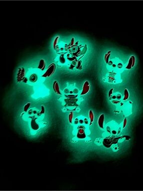 Jibbitz Disney Stitch & Angel Mix Blue Pink  16 Total Glow In The Dark NWT